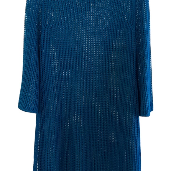 Eileen Fisher Teal Blue crochet look Dress/coverup. - Picture 3 of 3